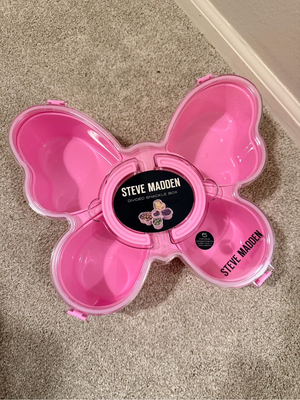 🦋Steve Madden Pink BUTTERFLY -Shaped Divided Snack Box